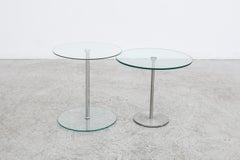 Metaform Glass Pedestal Side Table with Chrome Base