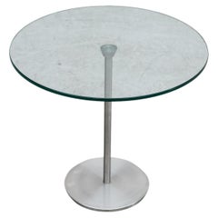 Metaform Glass Pedestal Side Table with Chrome Base