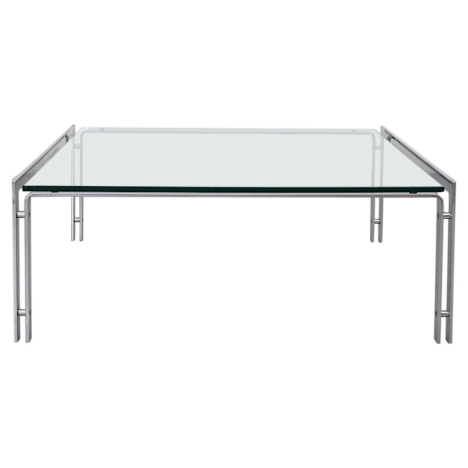 Metaform “M1” Chrome and Glass Coffee Table by Hank Kwint, Netherlands, 1980s For Sale