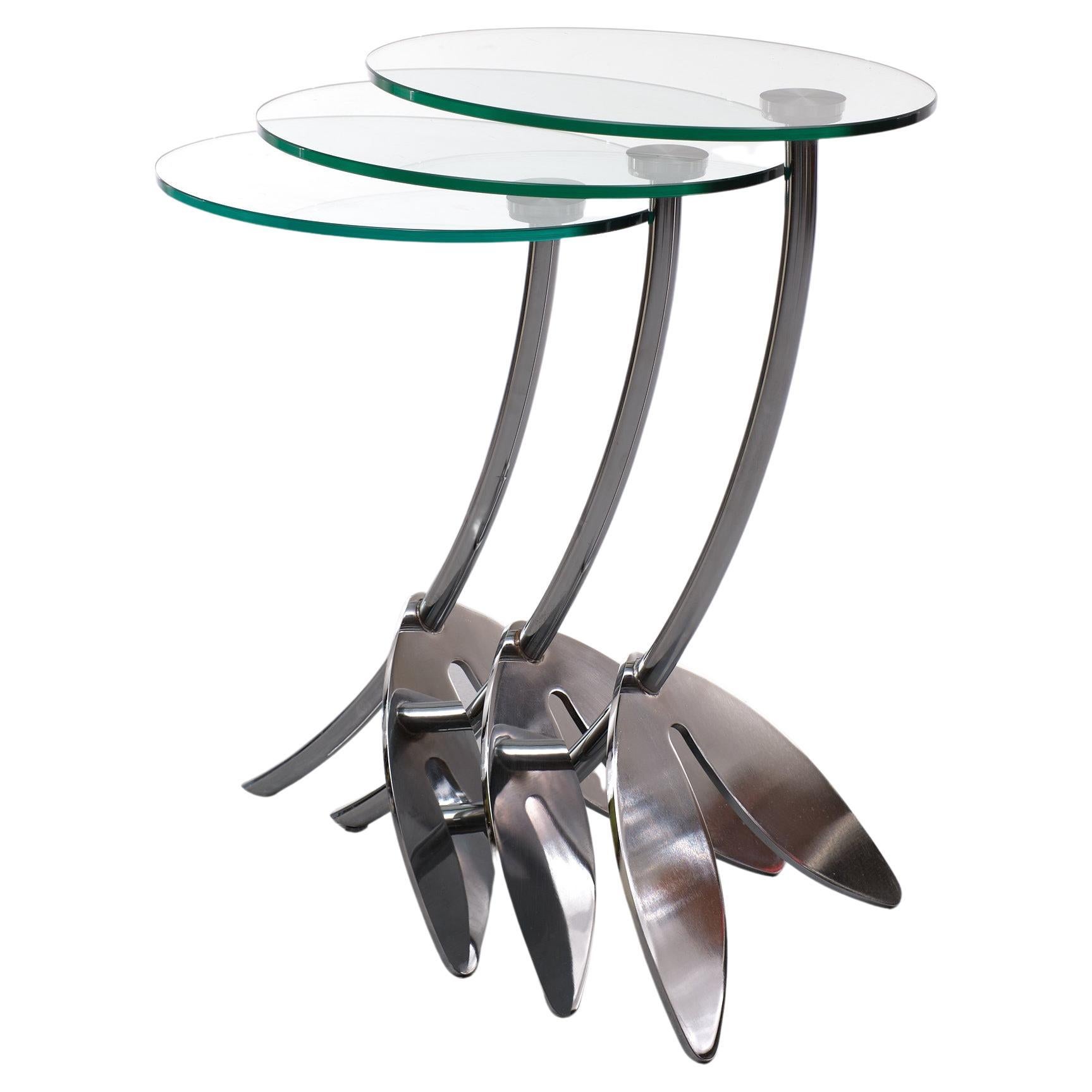 Glass Metaform ''Papillon'' Nesting Tables by Thomas Althaus