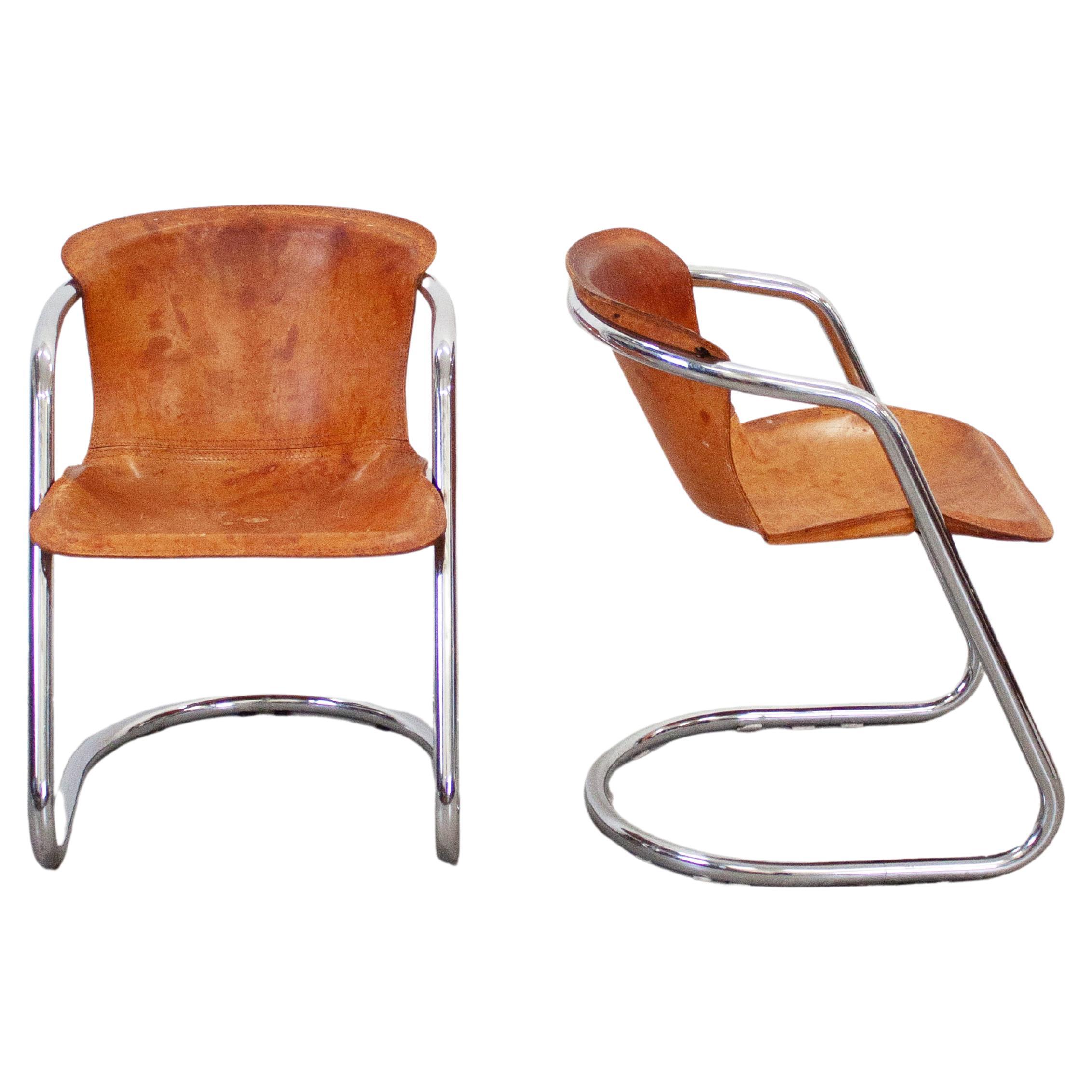 Metaform Tubular Chrome Dining Chairs (Cognac)