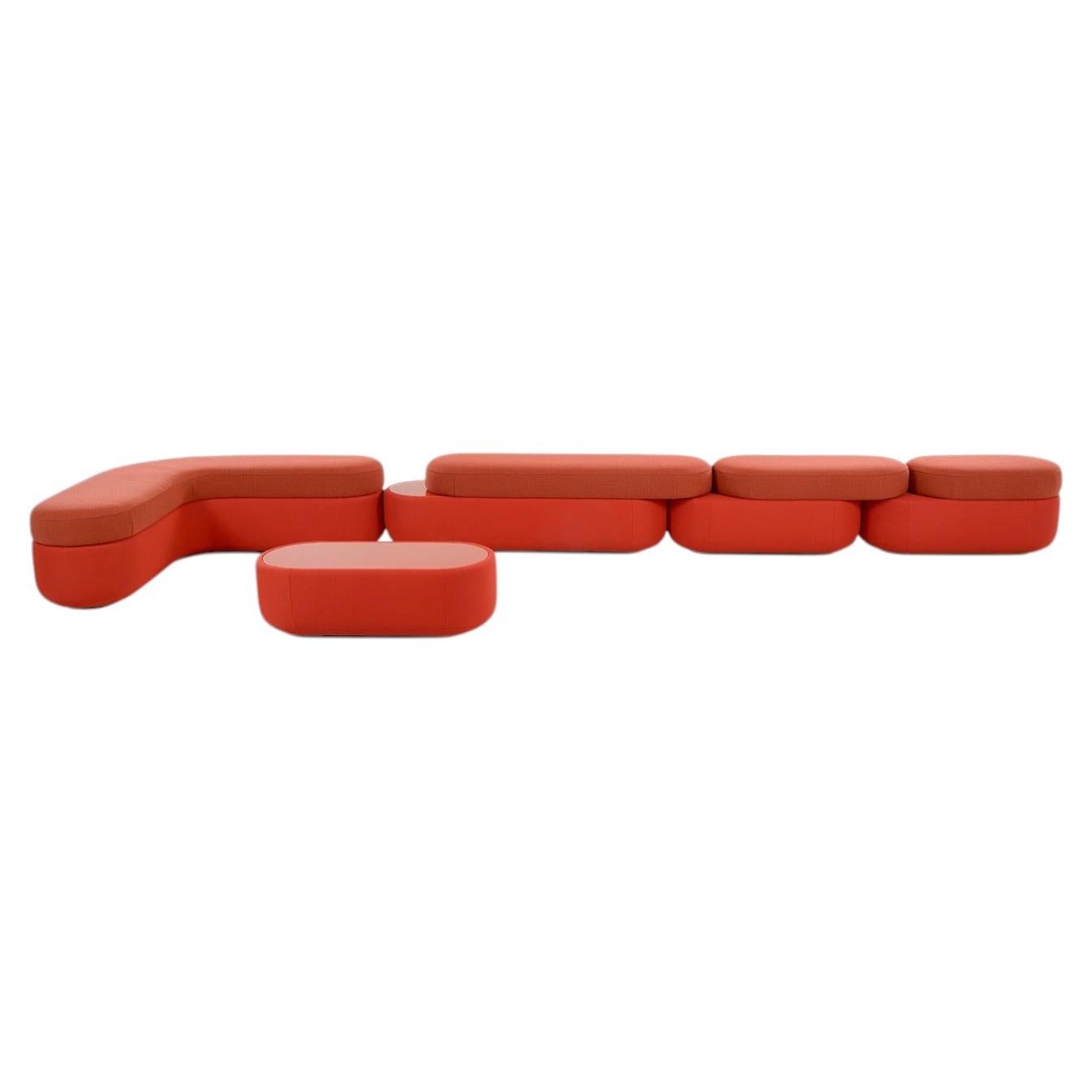 Metagramma Composition 14 Modular Orange Sofa with pouf