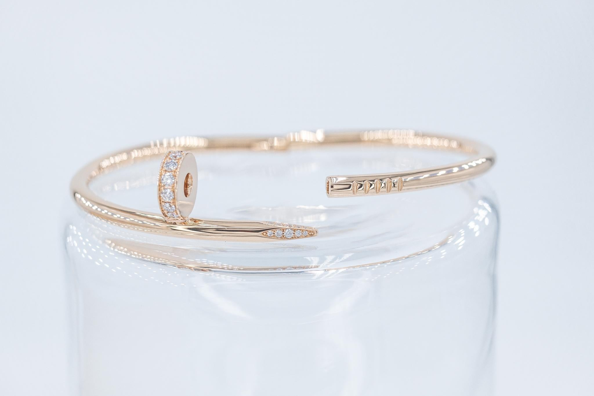 Cartier 18k Rose Gold Juste Un Clou Diamonds 0, 58 Carat  Bracelet   In Excellent Condition In Milano, MI