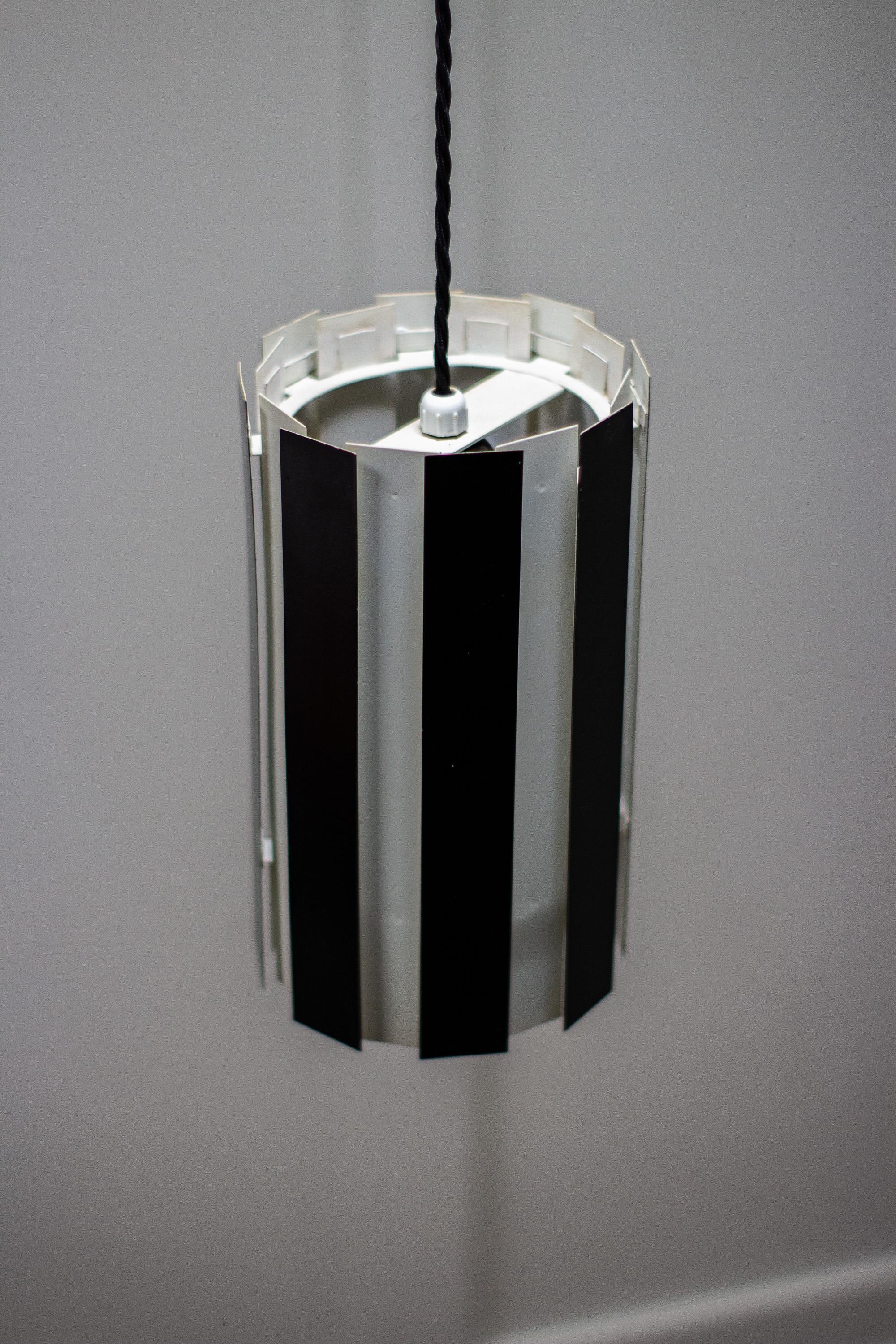 Mid-Century Modern Metal 1960s Black and White Pendant Light