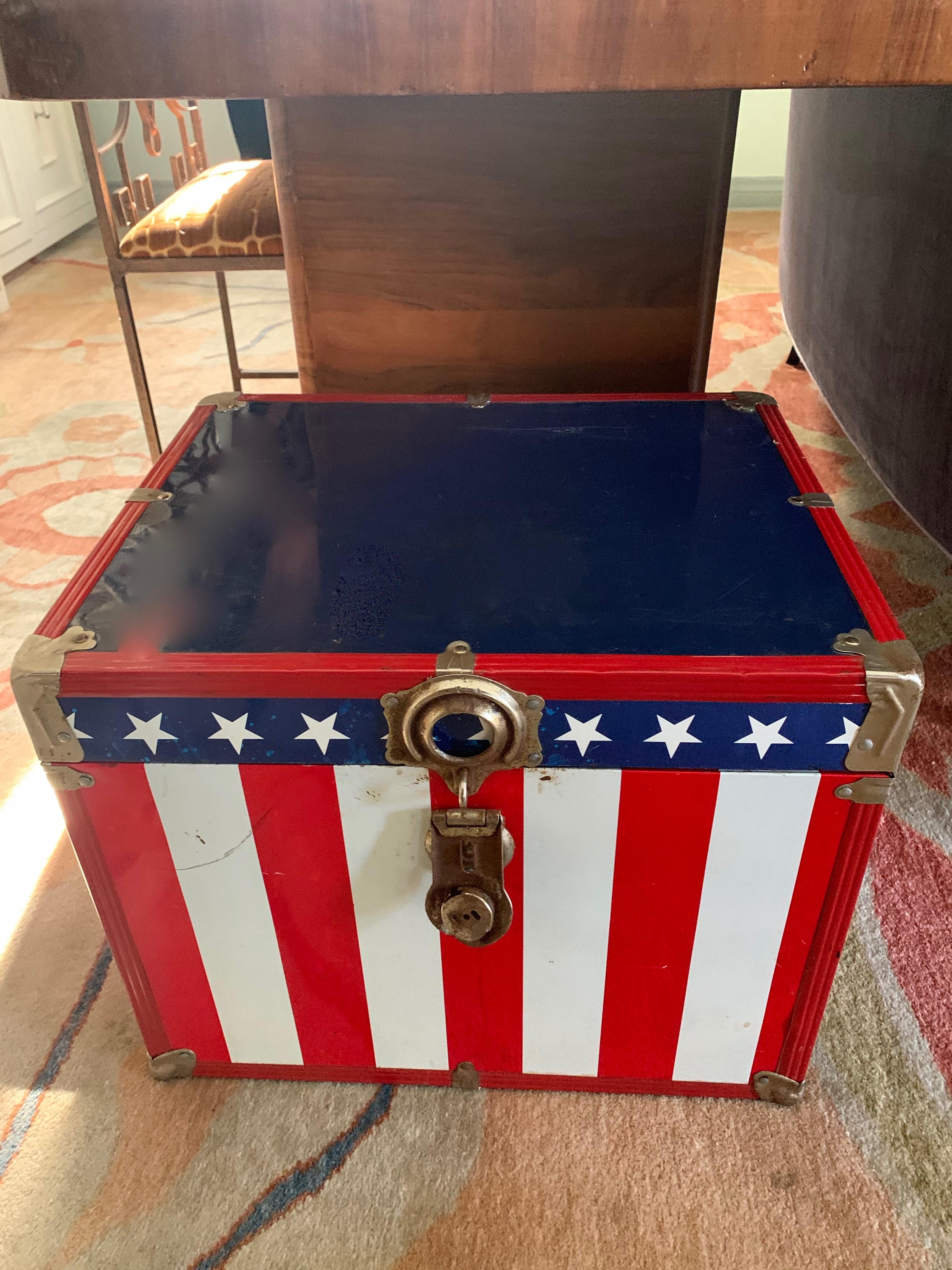 A wonderful Roadie or Evil Knievel stage box, ready for goggles to boots, from bags to books... reminiscent of.