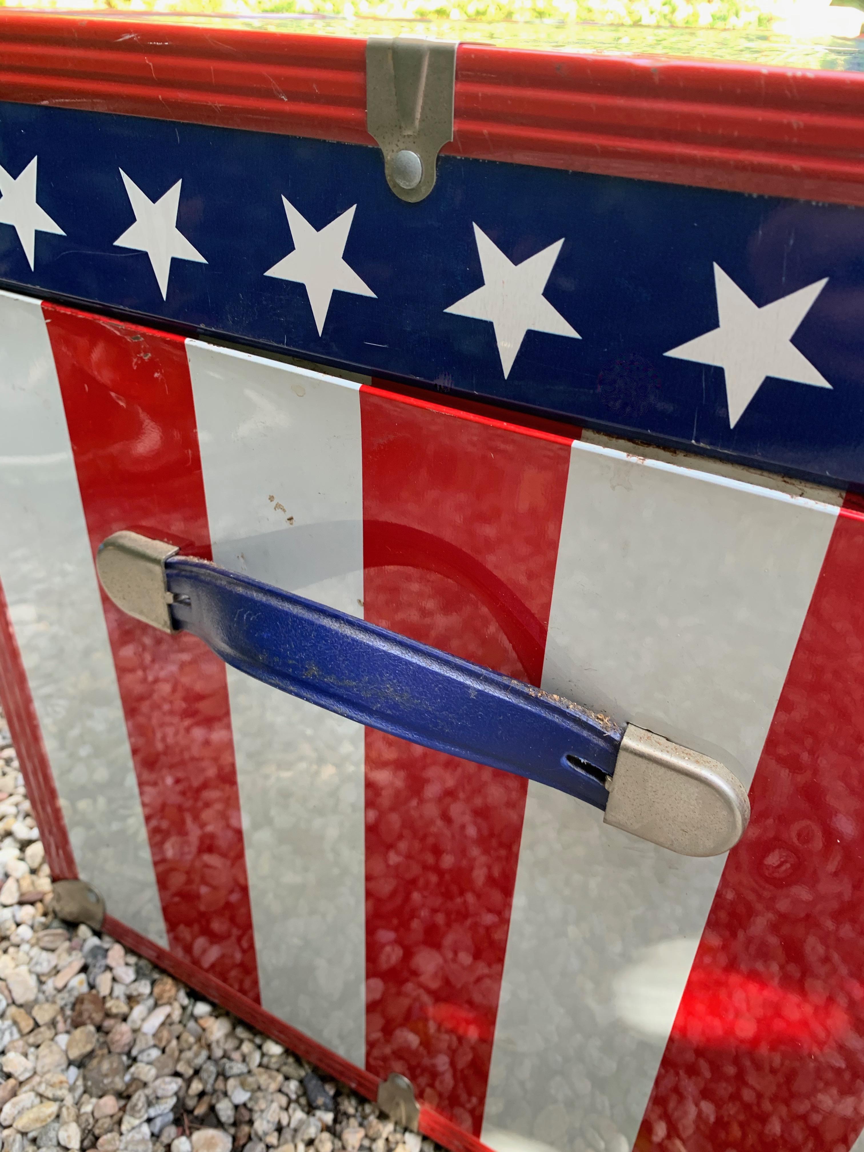 Cold-Painted Metal, 1970s Stars and Stripes Roadie Box For Sale