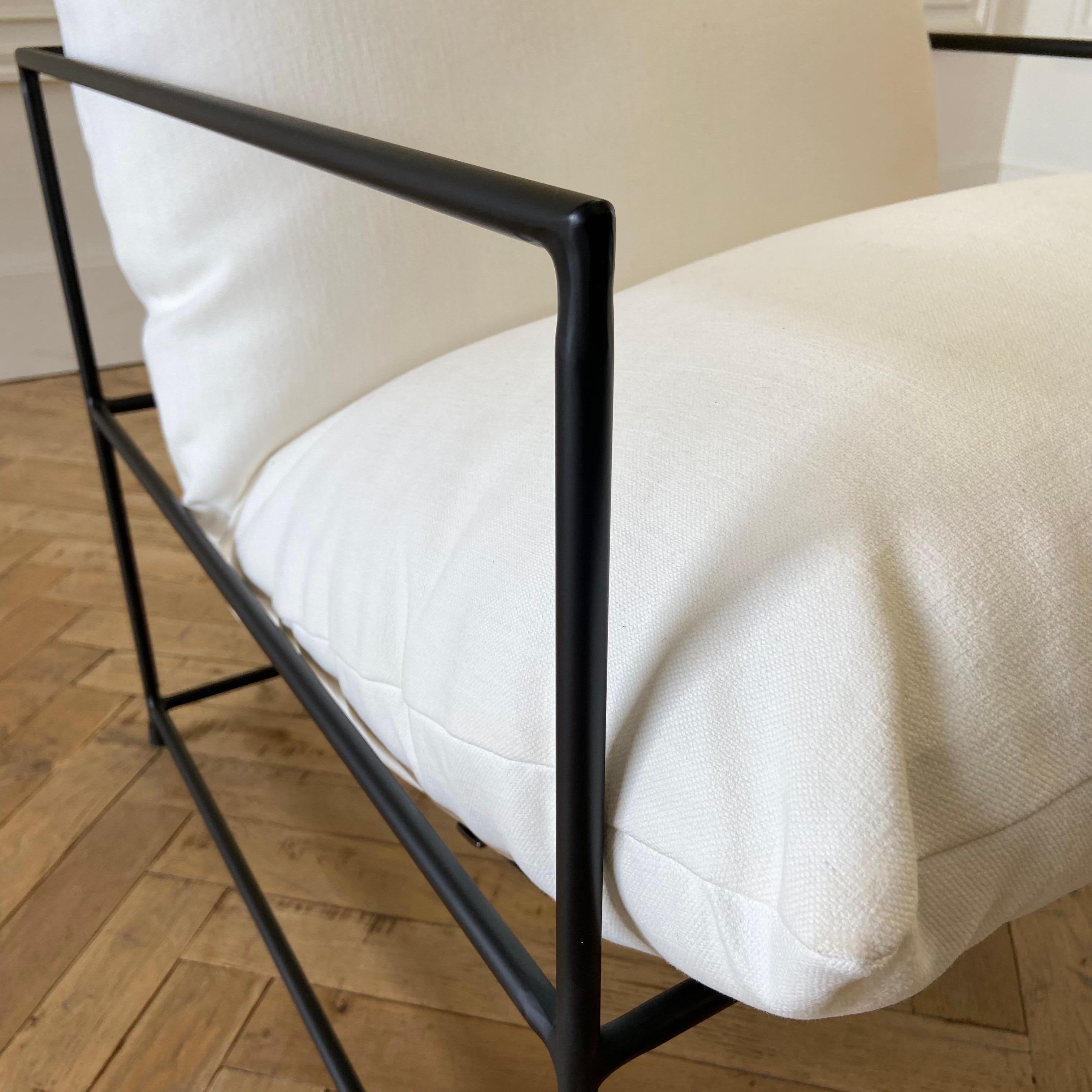 Metal Accent Chair with White Cushions For Sale at 1stDibs iron frame