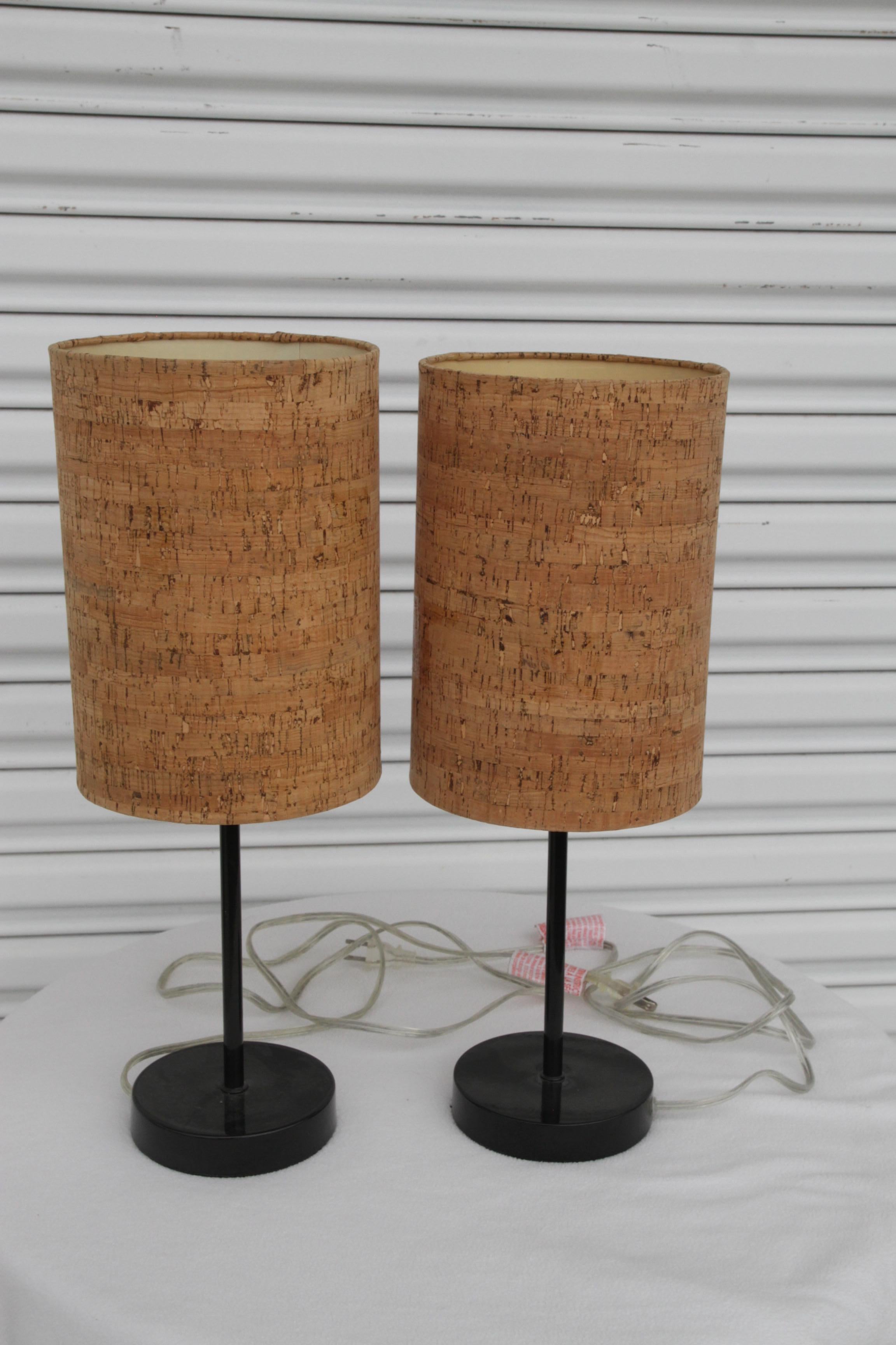 Lampade d'accento in metallo con paralume in sughero in vendita 1