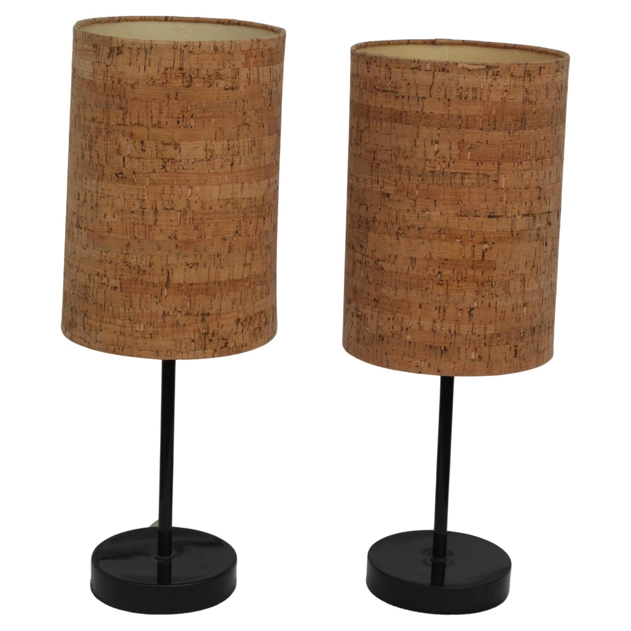 Metal Accent Lamps w/cork shades