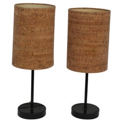 Vintage Metal Accent Lamps w/cork shades