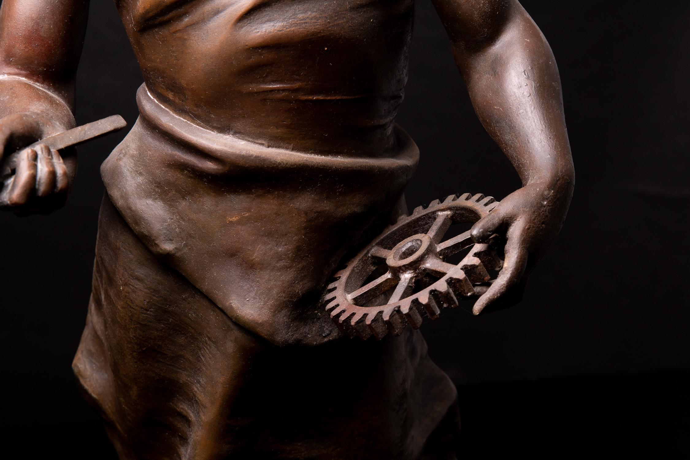 Metal alloy casted statue representing Labor by Vincent Désiré Faure de Broussé 2