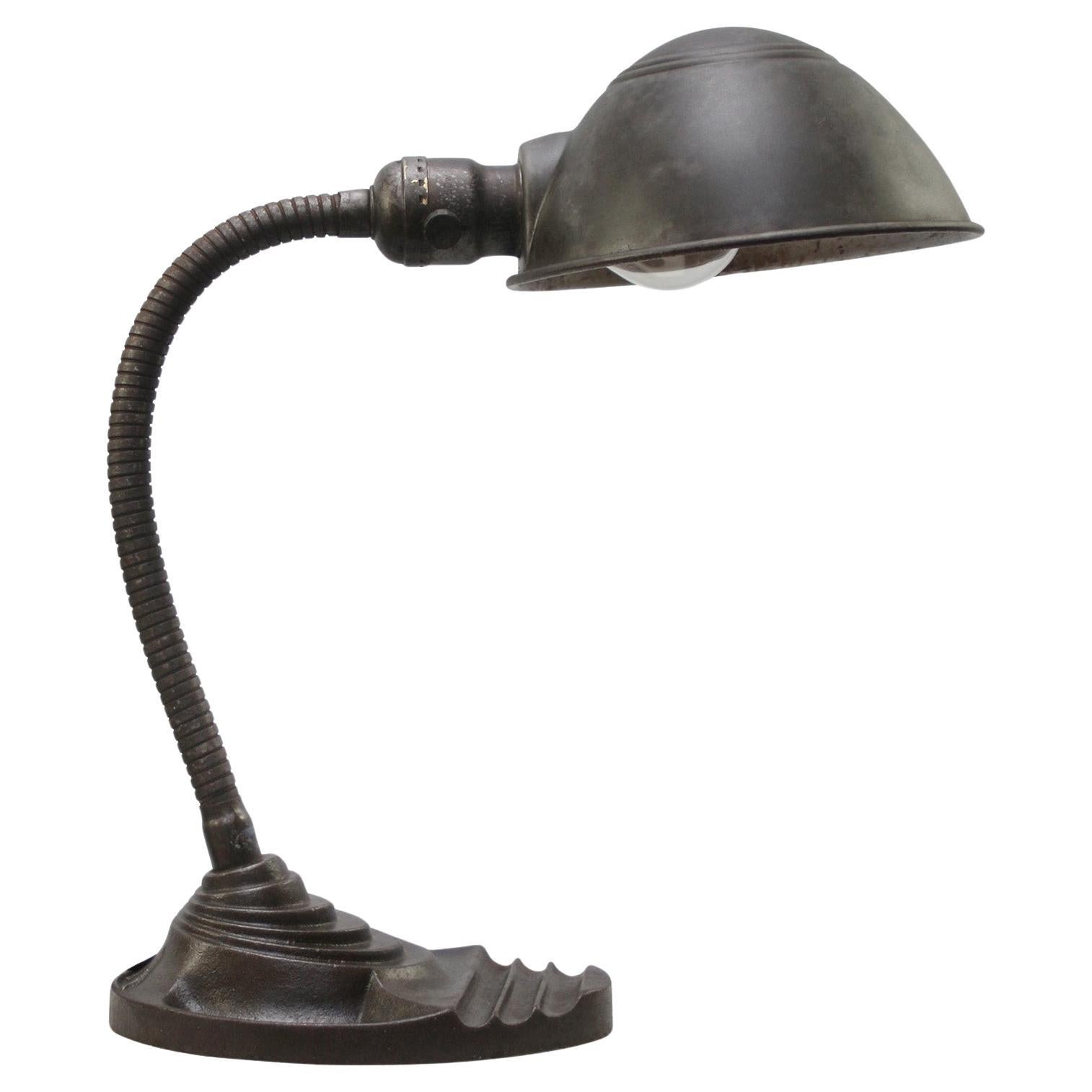 Metal American Industrial Cast Iron Table Desk Light For Sale