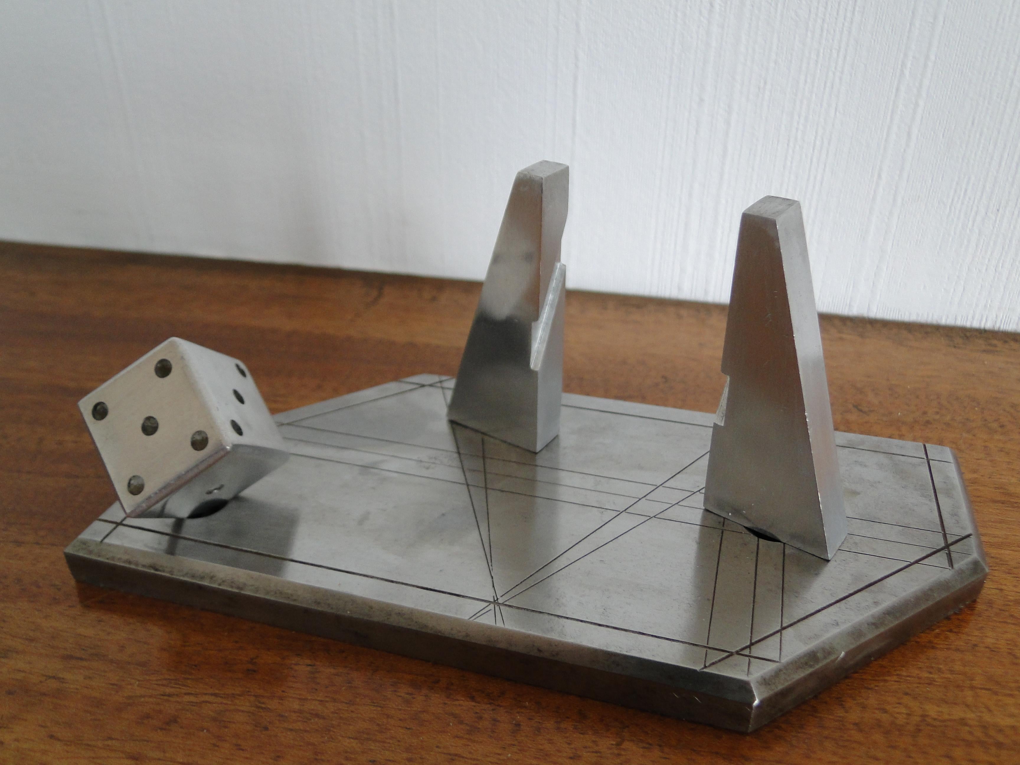 Metal and Aluminum Photo Holder with Playing Dice For Sale 3