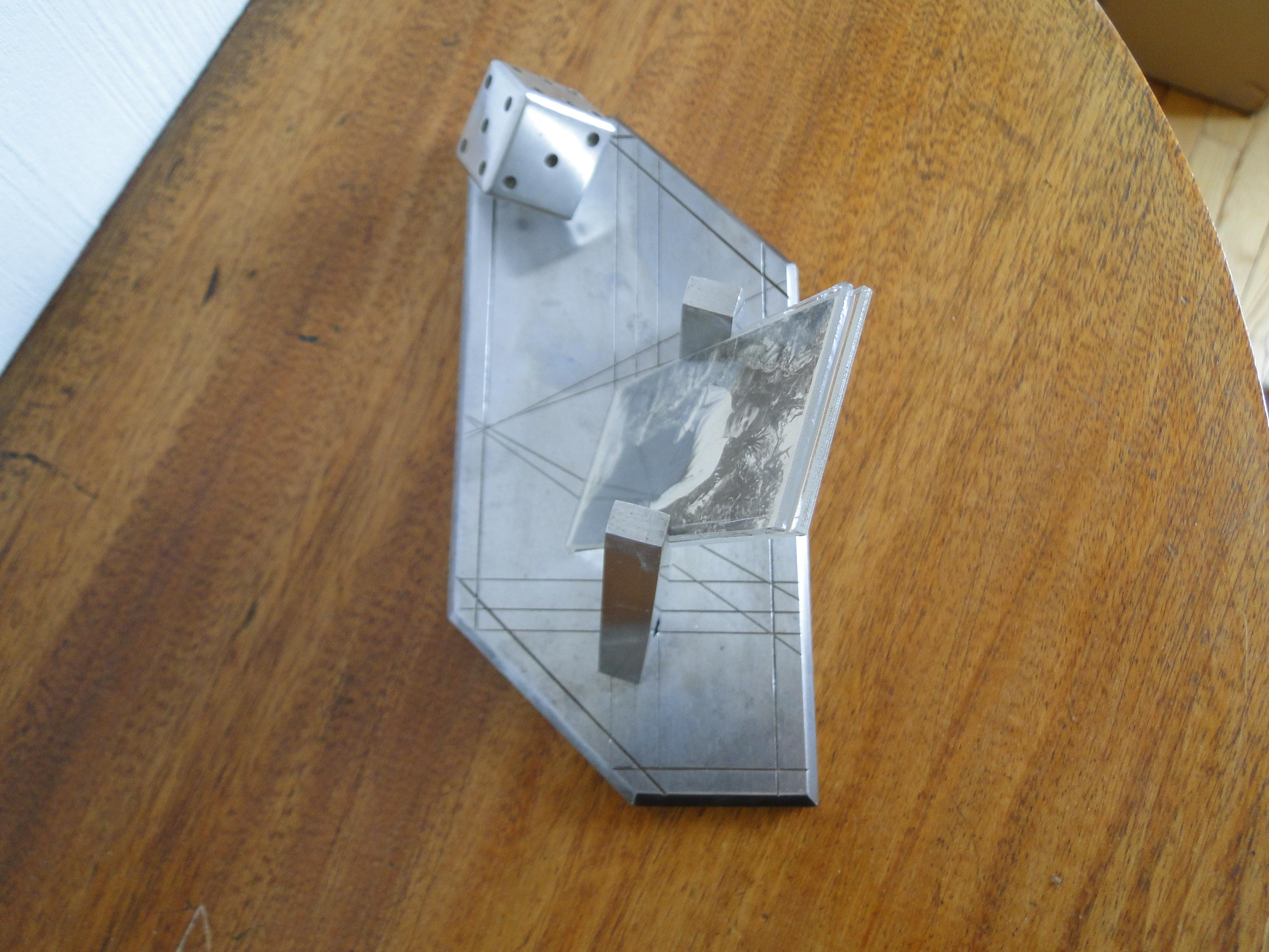 Mid-20th Century Metal and Aluminum Photo Holder with Playing Dice For Sale