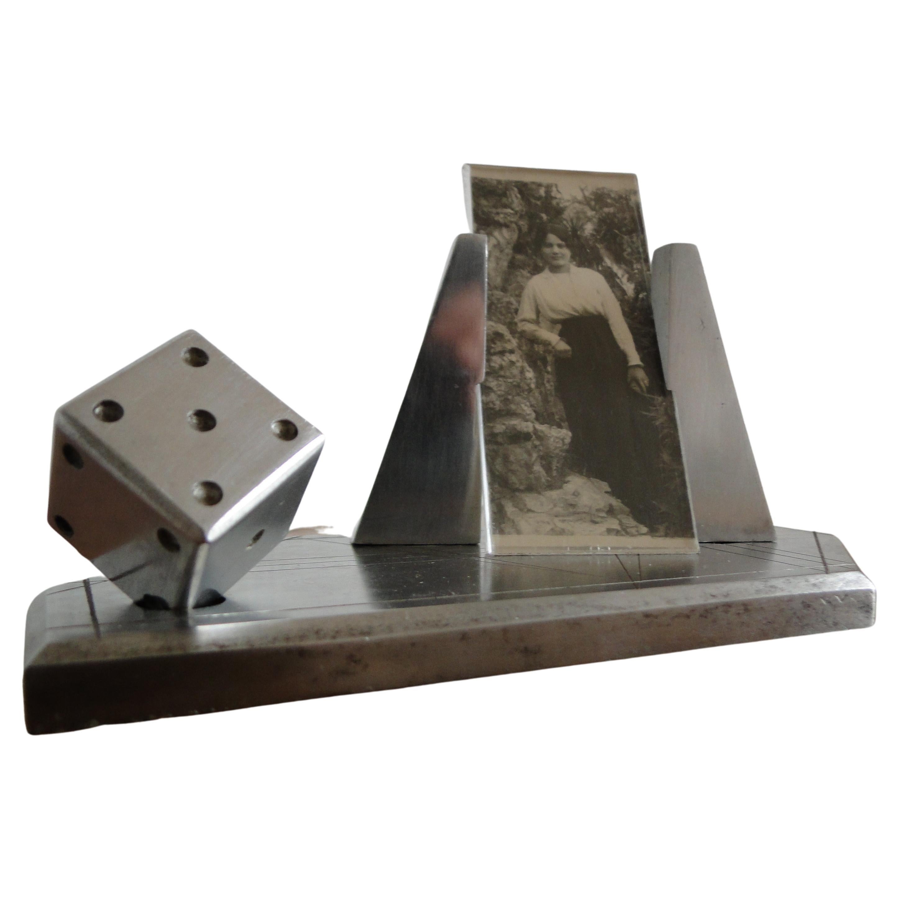 Metal and Aluminum Photo Holder with Playing Dice