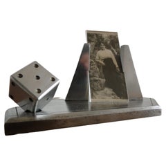 Vintage Metal and Aluminum Photo Holder with Playing Dice