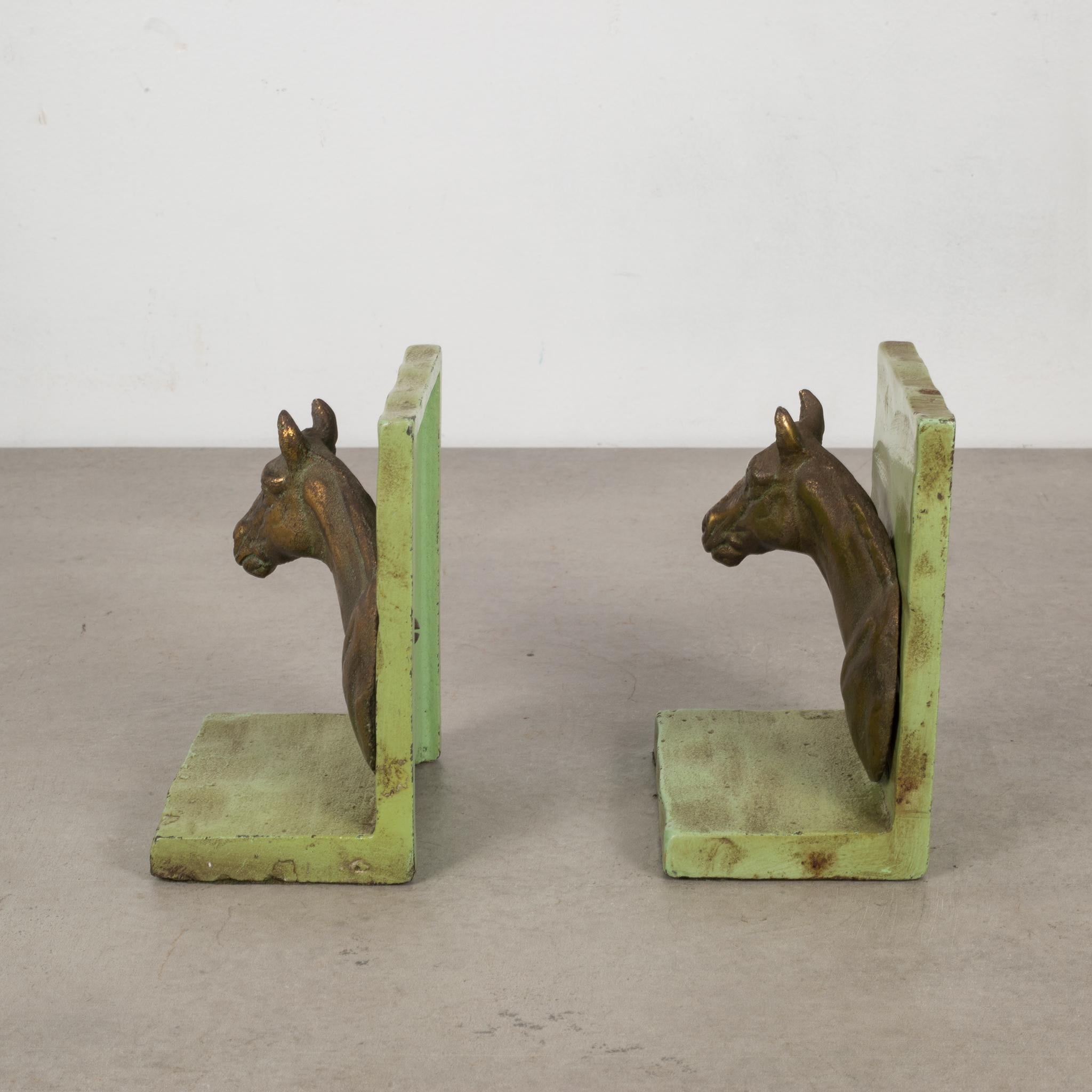 Metal and Brass Horse Bookends, circa 1940 In Good Condition In San Francisco, CA