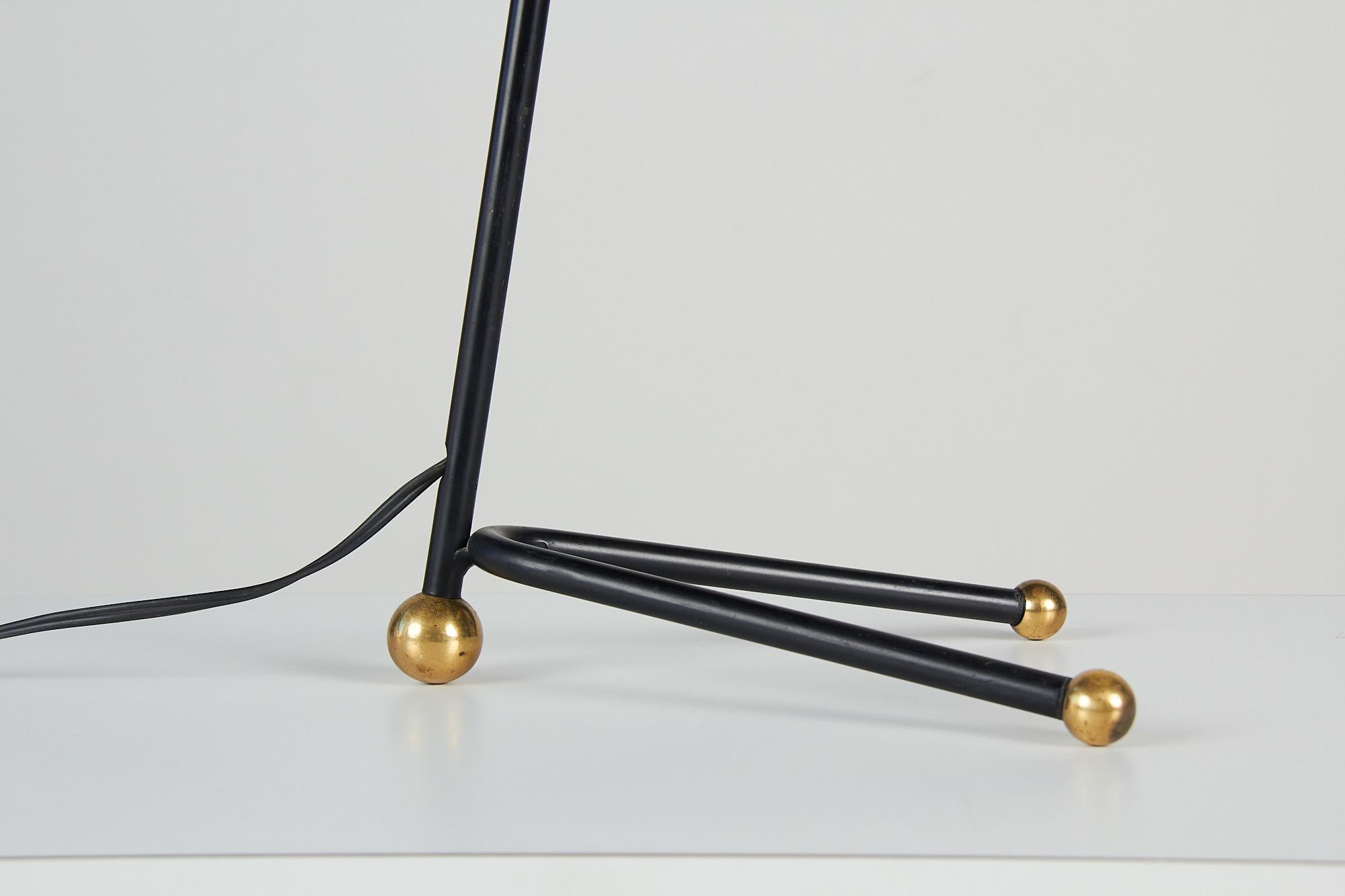 Metal and Brass Tripod Desk Lamp with Perforated Shade 3