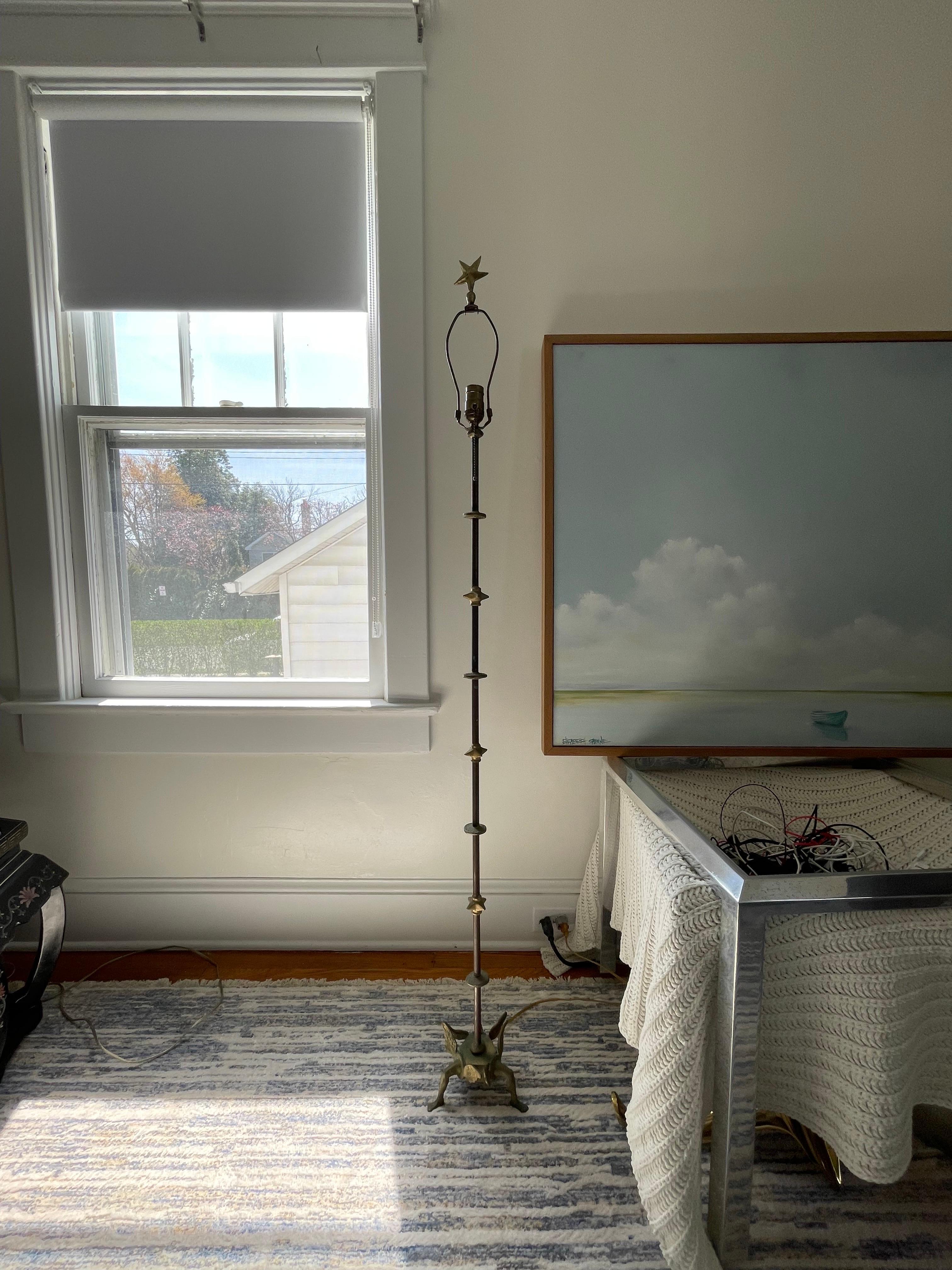 French Metal and Bronze Étoile Lune Floor Lamp For Sale