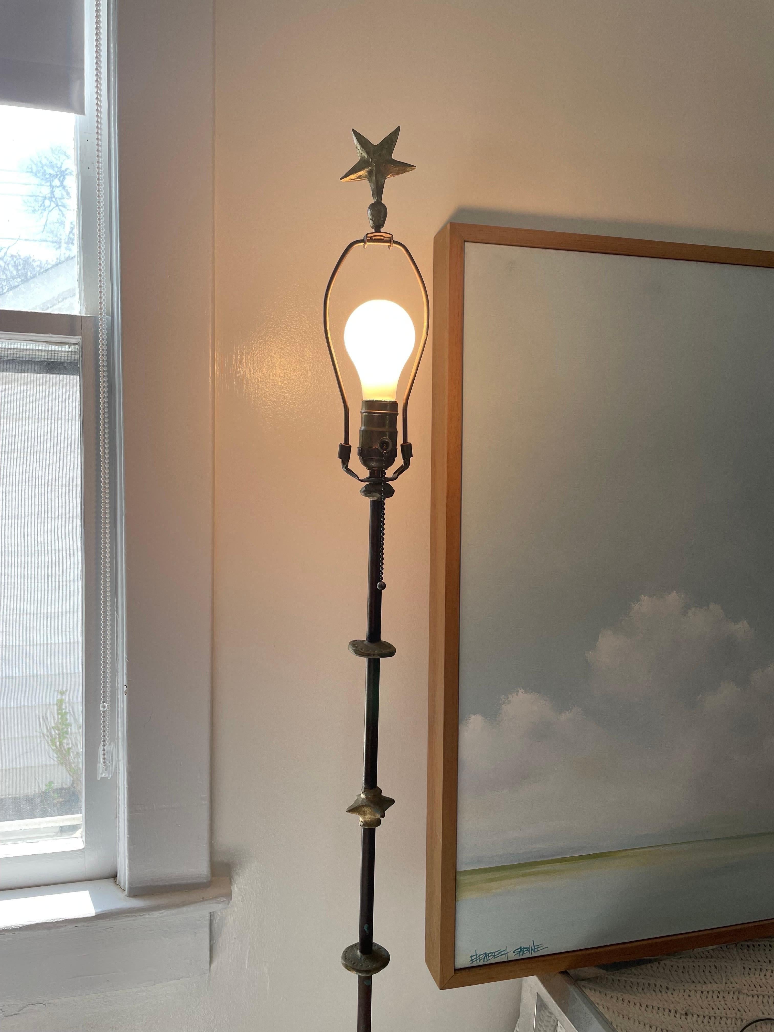 20th Century Metal and Bronze Étoile Lune Floor Lamp For Sale