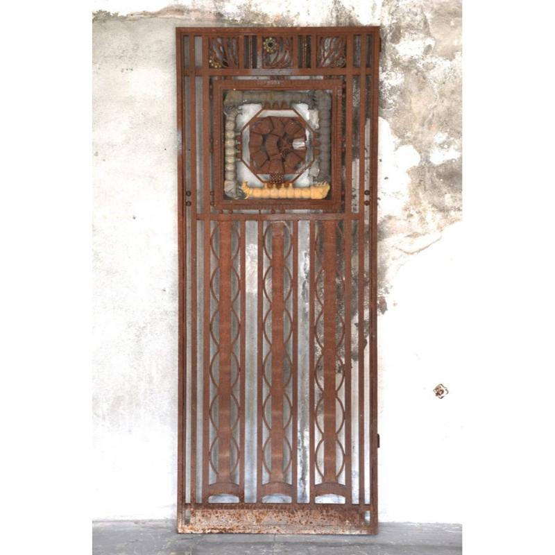 Metal and Bronze Ironwork Entrance Door by Charles Piguet Lyon, 1919 For Sale 5
