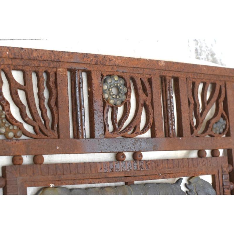 Metal and Bronze Ironwork Entrance Door by Charles Piguet Lyon, 1919 For Sale 8