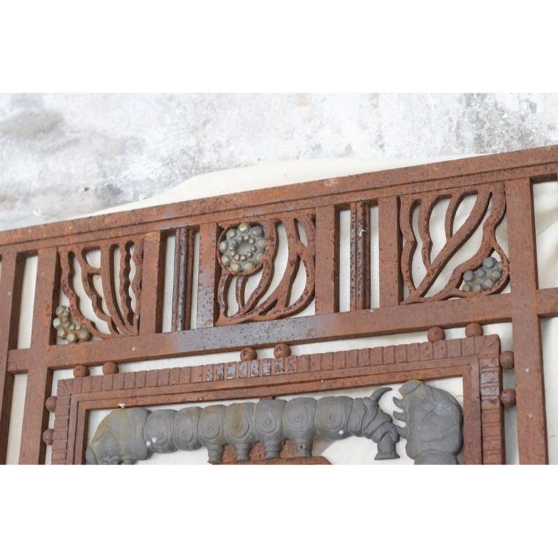 Metal and Bronze Ironwork Entrance Door by Charles Piguet Lyon, 1919 For Sale 11