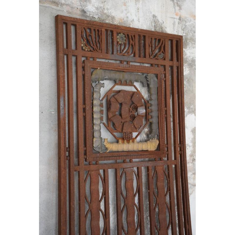 Metal and Bronze Ironwork Entrance Door by Charles Piguet Lyon, 1919 For Sale 4