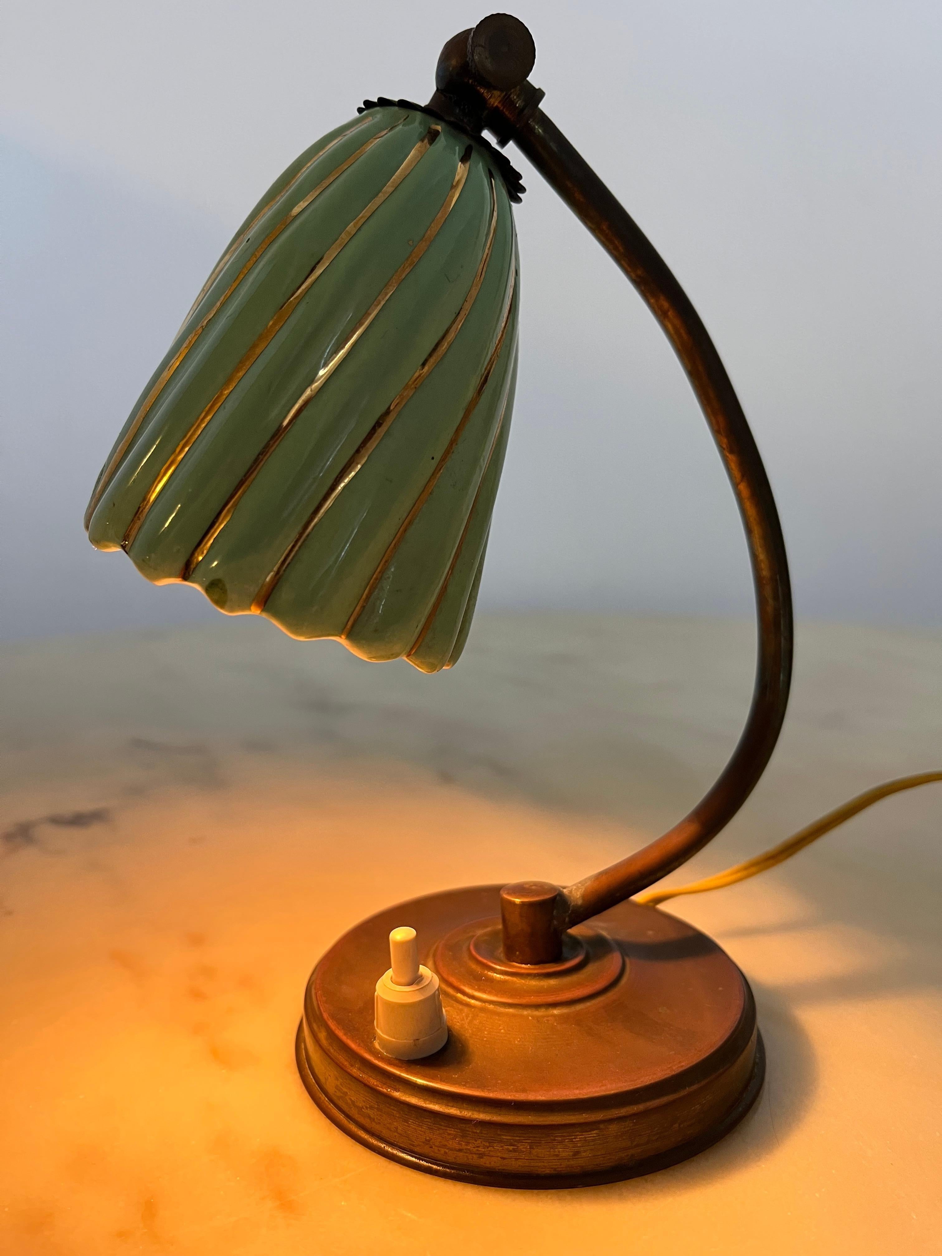 Metal and Ceramic Bedside Lamp, Italy, 1940s 1