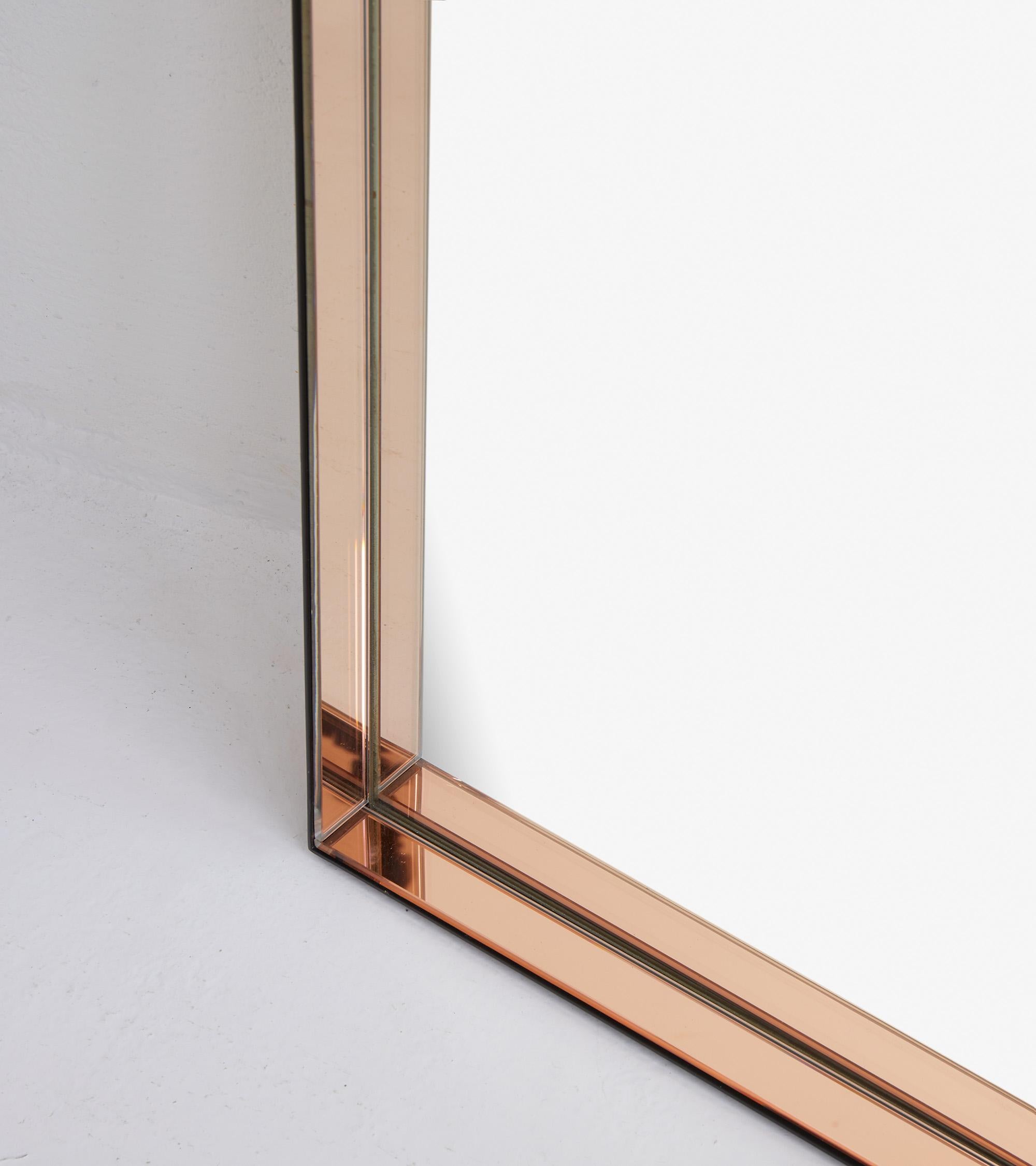 Italian Metal and cristal glass mirror N°1929 by Fontana Arte, Italy 1962 For Sale