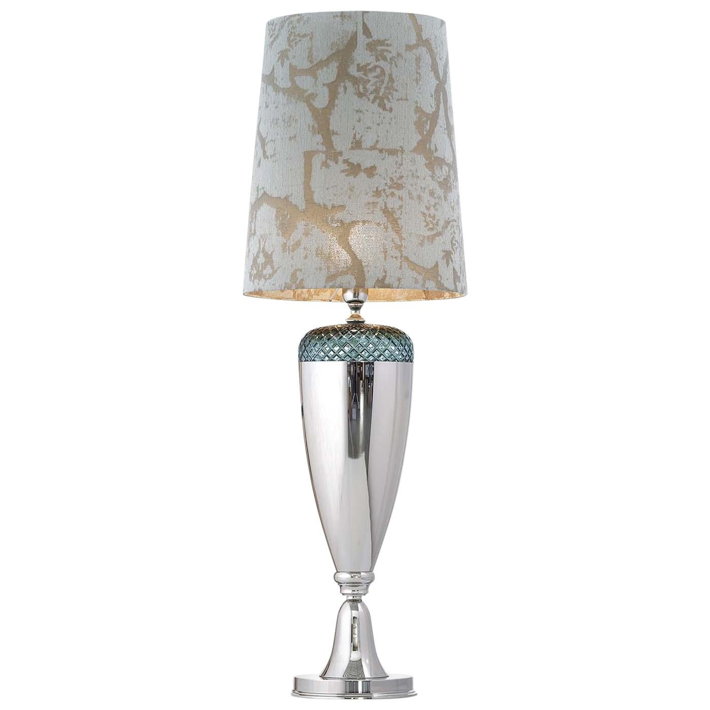 Metal and Crystal Green Table Lamp