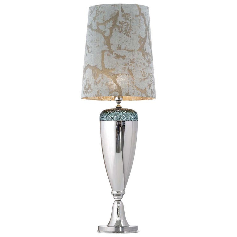 Metal and Crystal Green Table Lamp For Sale at 1stDibs