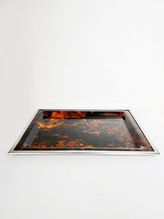 Metal and Faux Tortoiseshell Effect Tray, France, 1970s