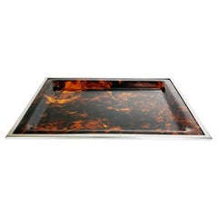 Metal and Faux Tortoiseshell Effect Tray, France, 1970s
