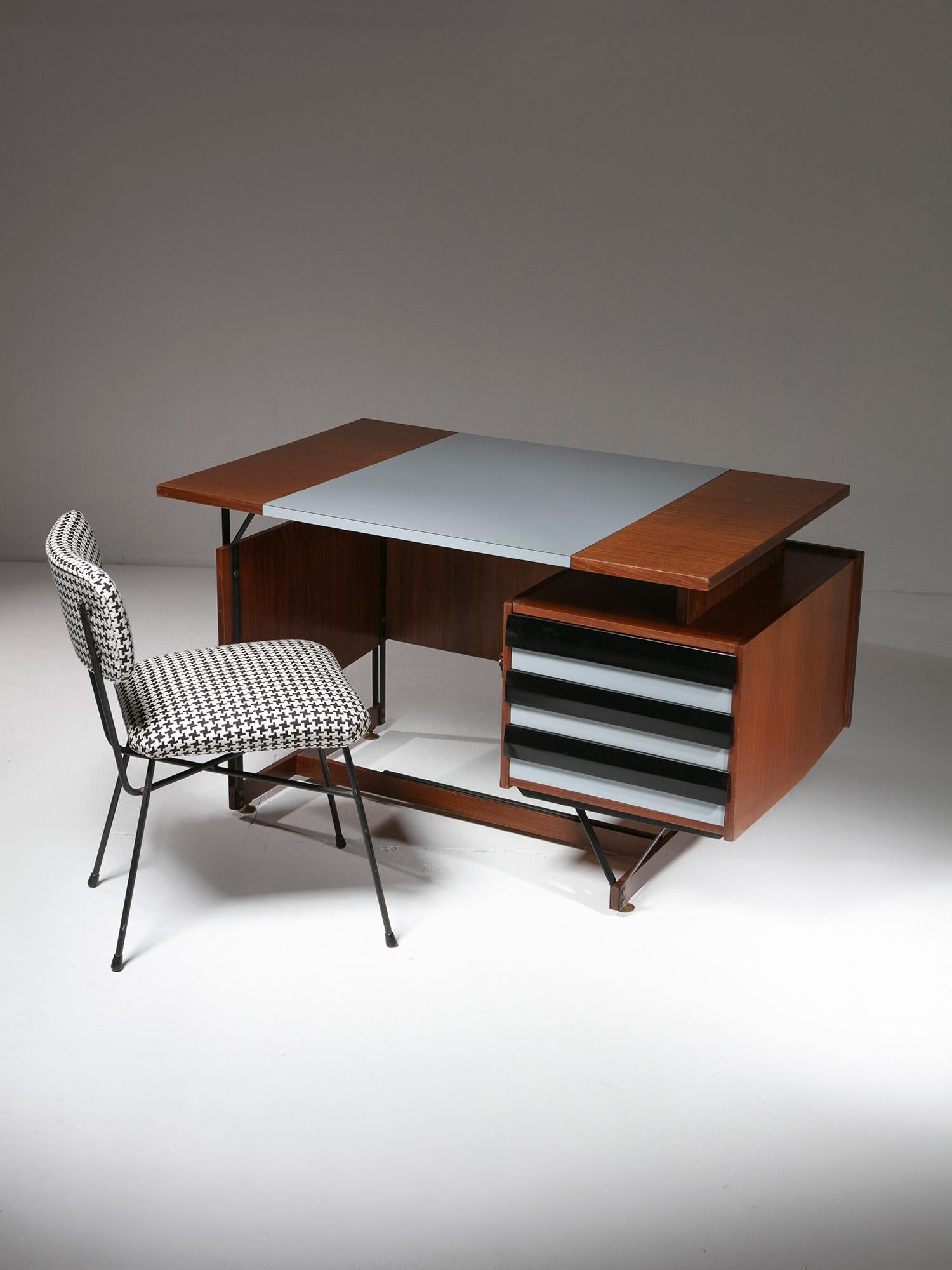 Schreibtisch aus Metall und Formica von Enzo Strada für F.lli Tenani, Italien, 1960er Jahre im Angebot 5