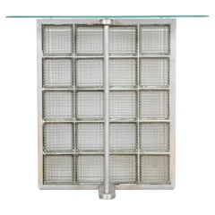 Metal and Glass Brick Console