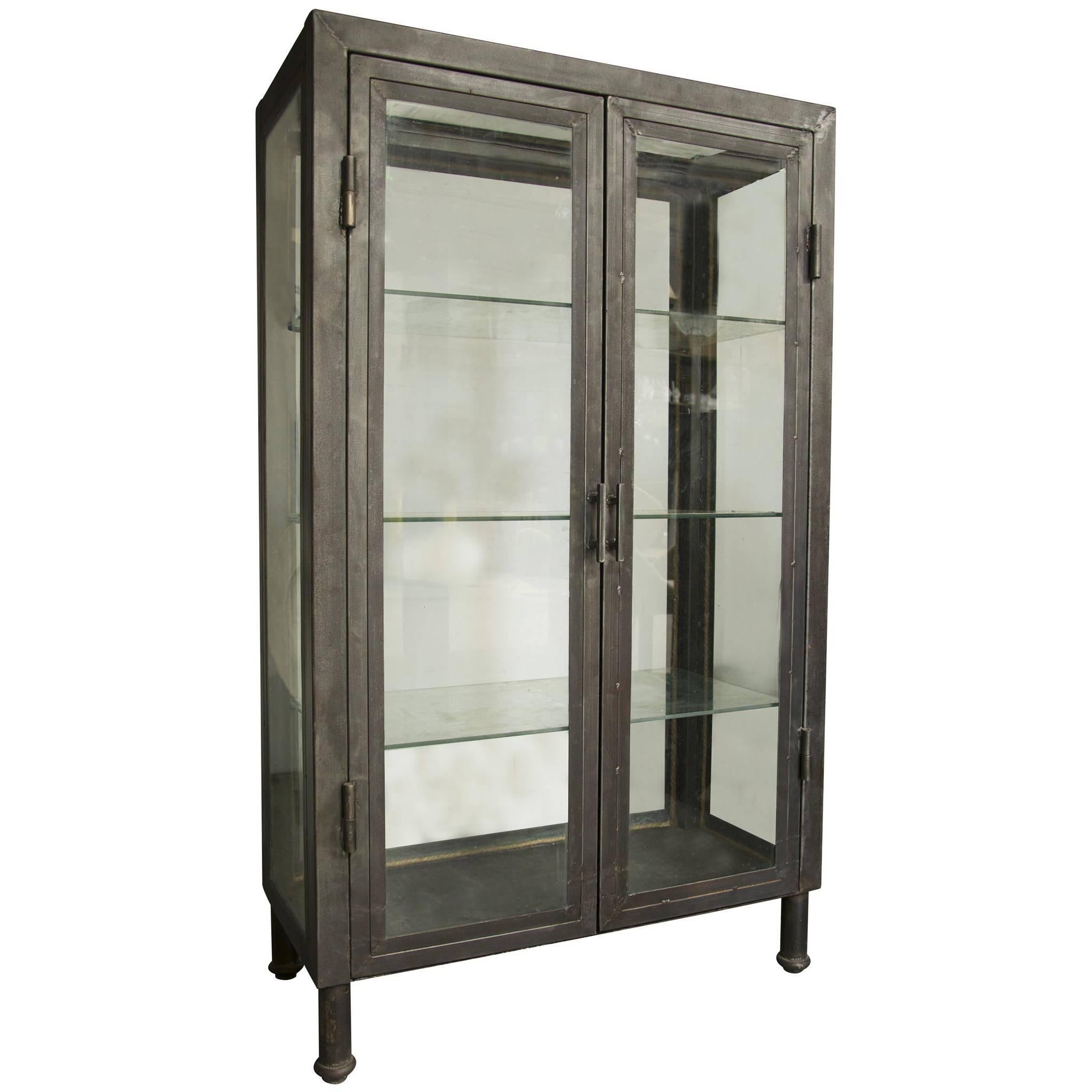 Metal and Glass Cabinet For Sale