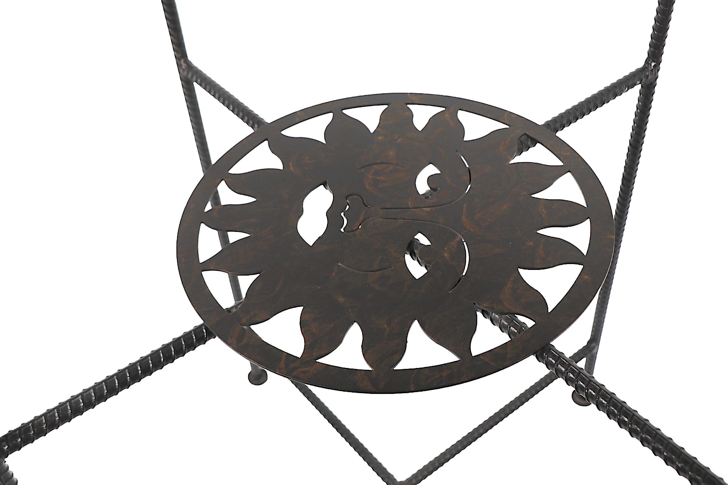 Metal and Glass Celestial Sun Dining Table Made in Mexico c 1990's 4