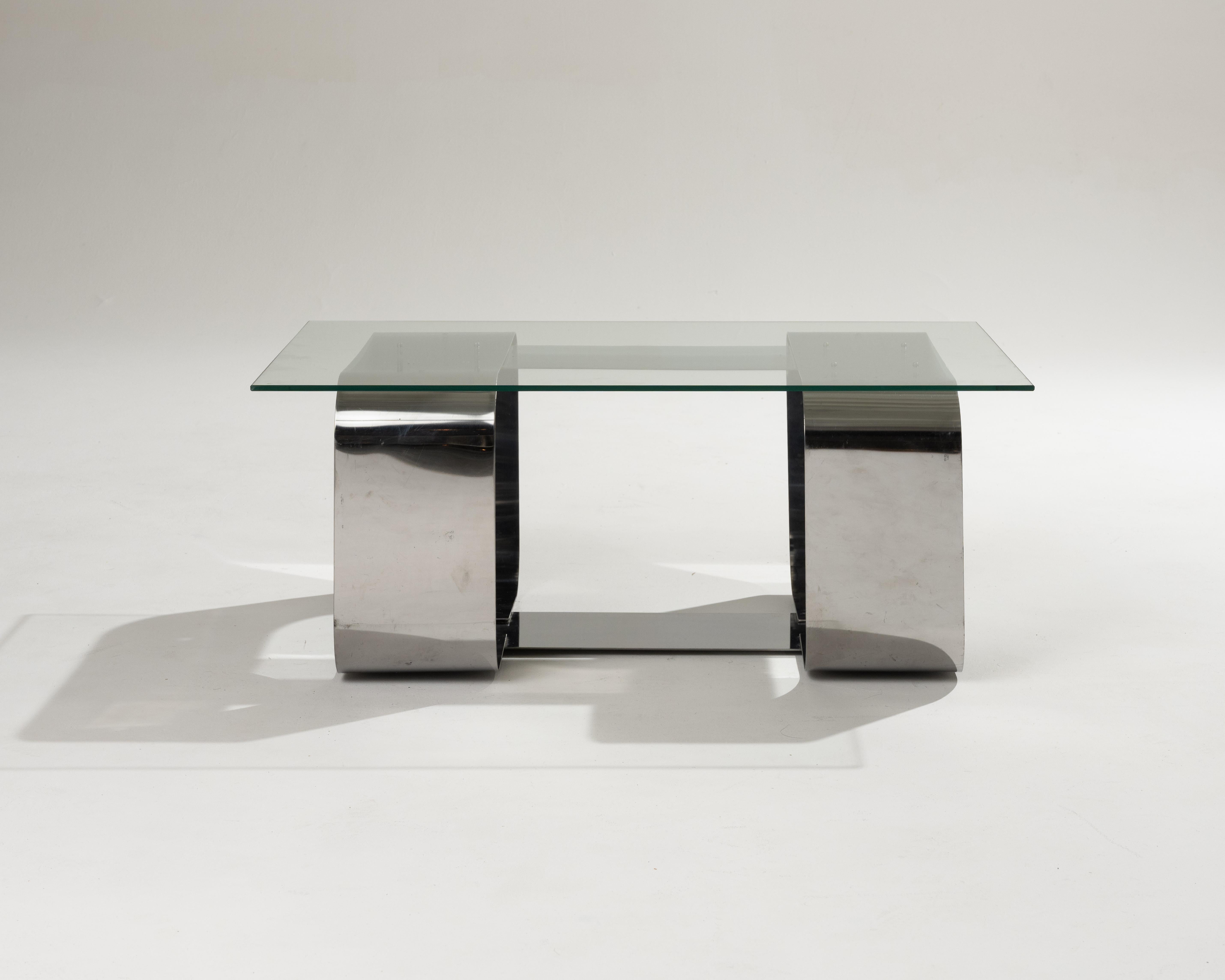 Couchtisch aus Metall und Glas, 1970er-Jahre 7