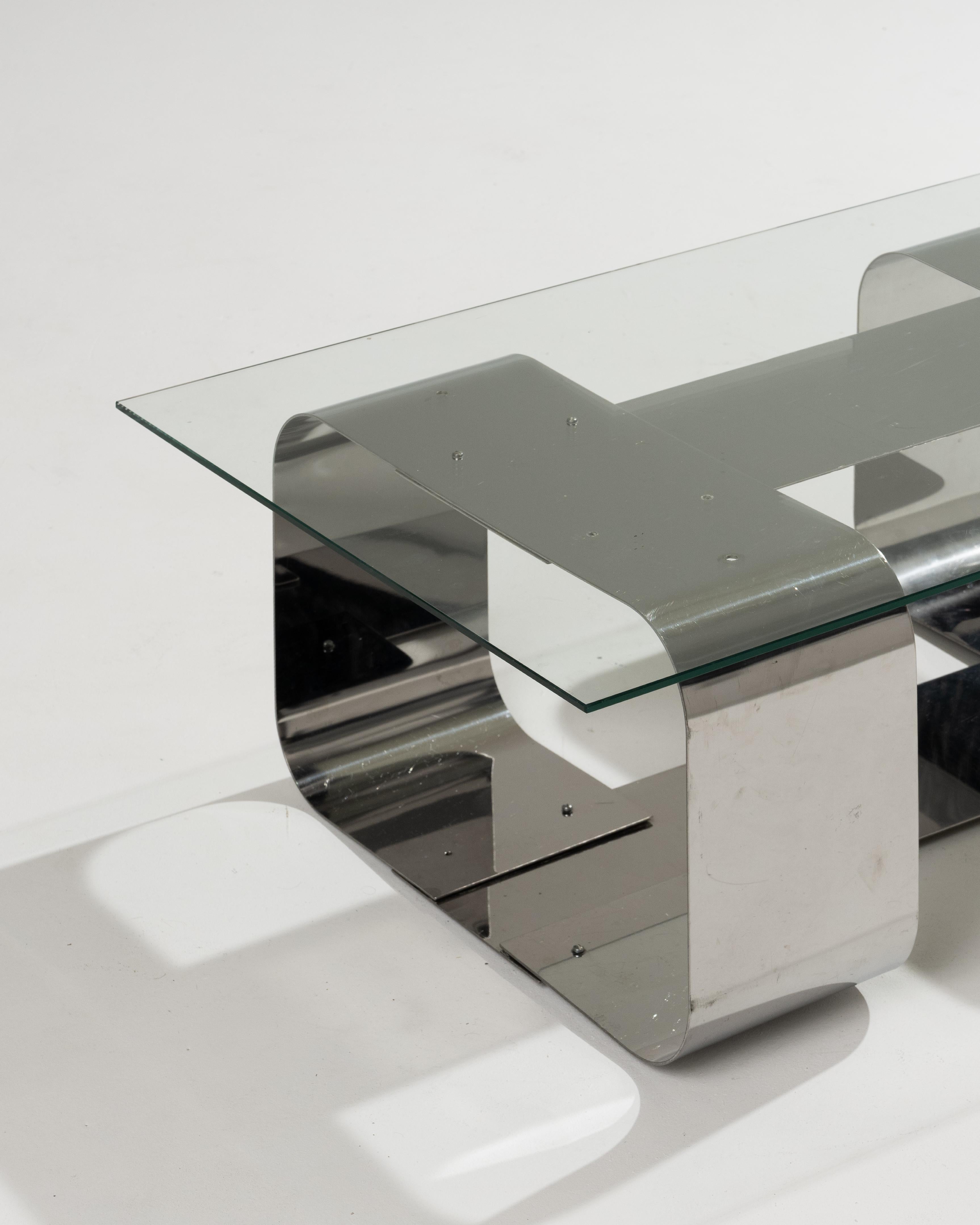 Couchtisch aus Metall und Glas, 1970er-Jahre 8