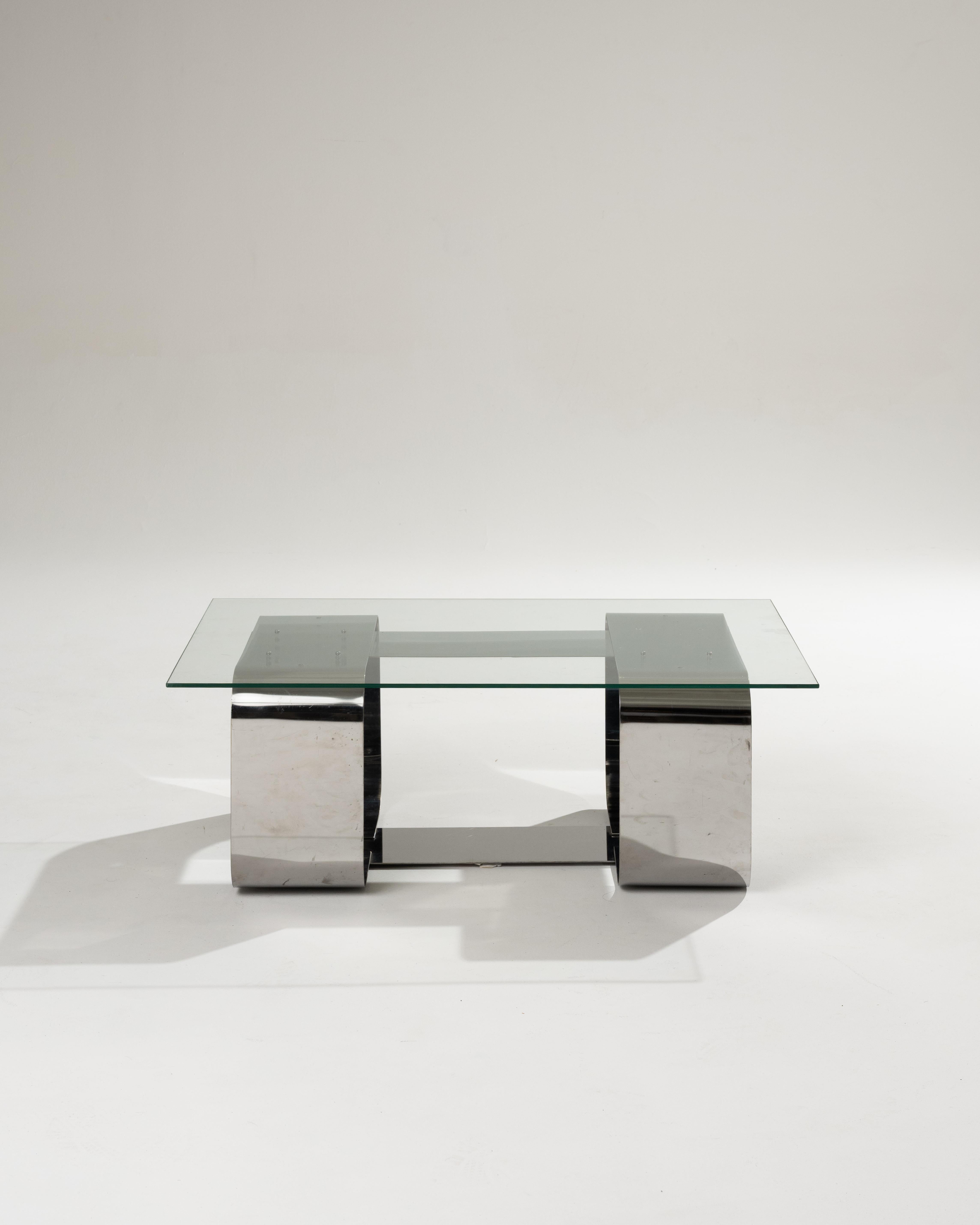Couchtisch aus Metall und Glas, 1970er-Jahre 2