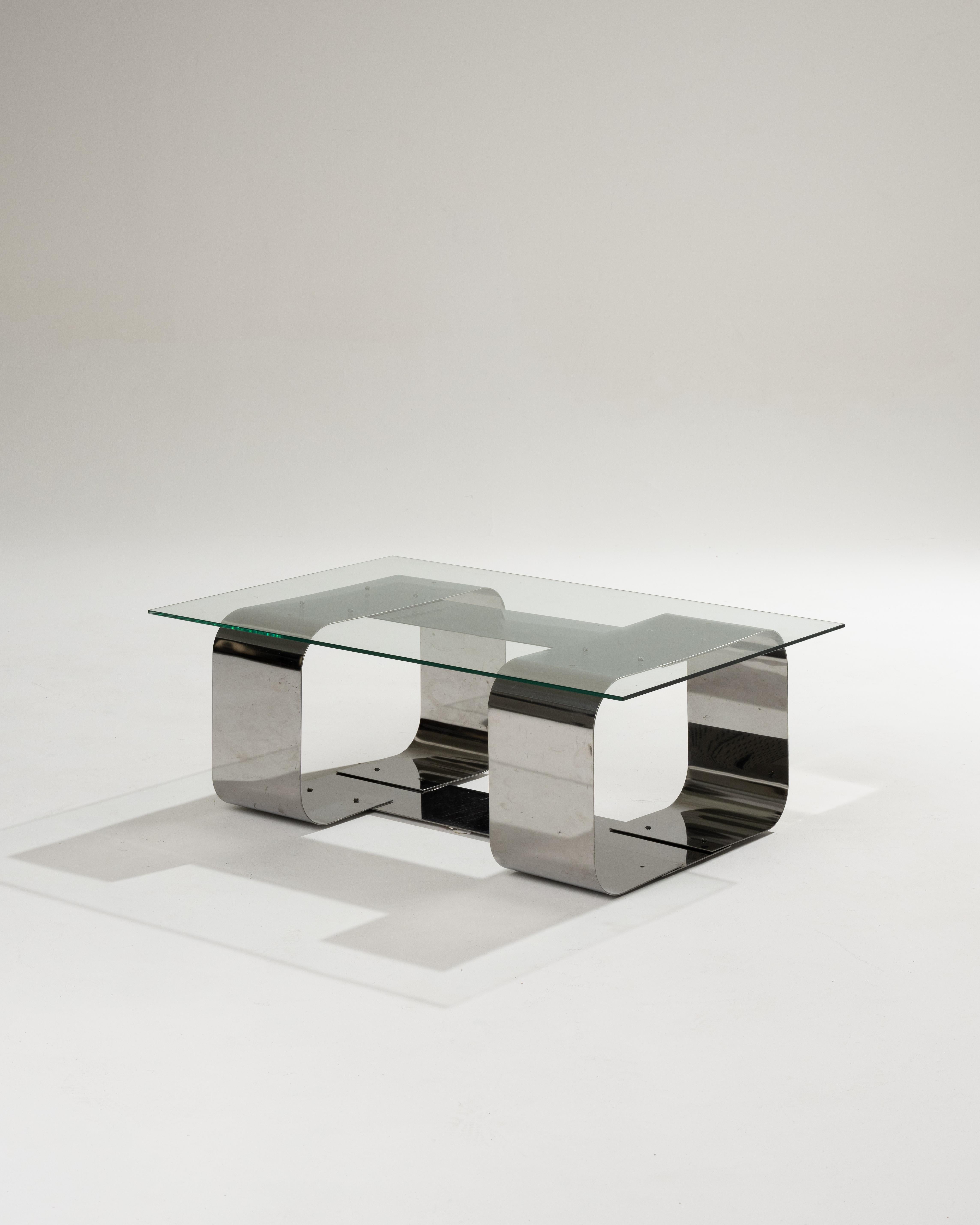 Couchtisch aus Metall und Glas, 1970er-Jahre 3