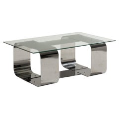 Couchtisch aus Metall und Glas, 1970er-Jahre
