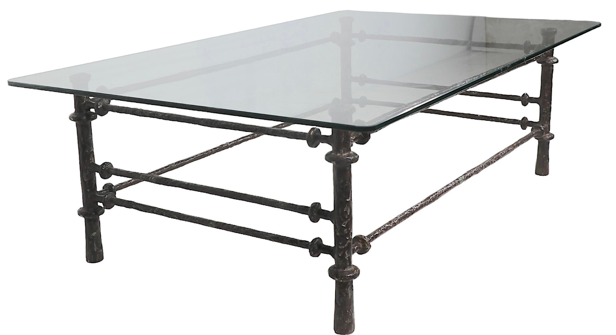 Aluminum Metal and Glass Coffee Table after Diego  Giacometti 