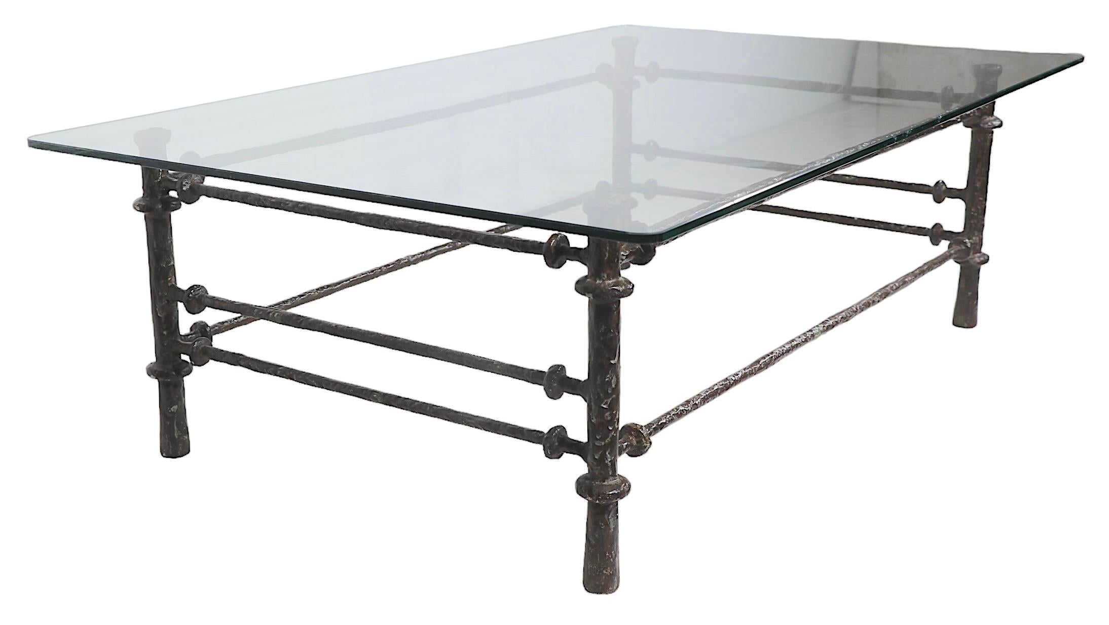 Metal and Glass Coffee Table after Diego  Giacometti  1