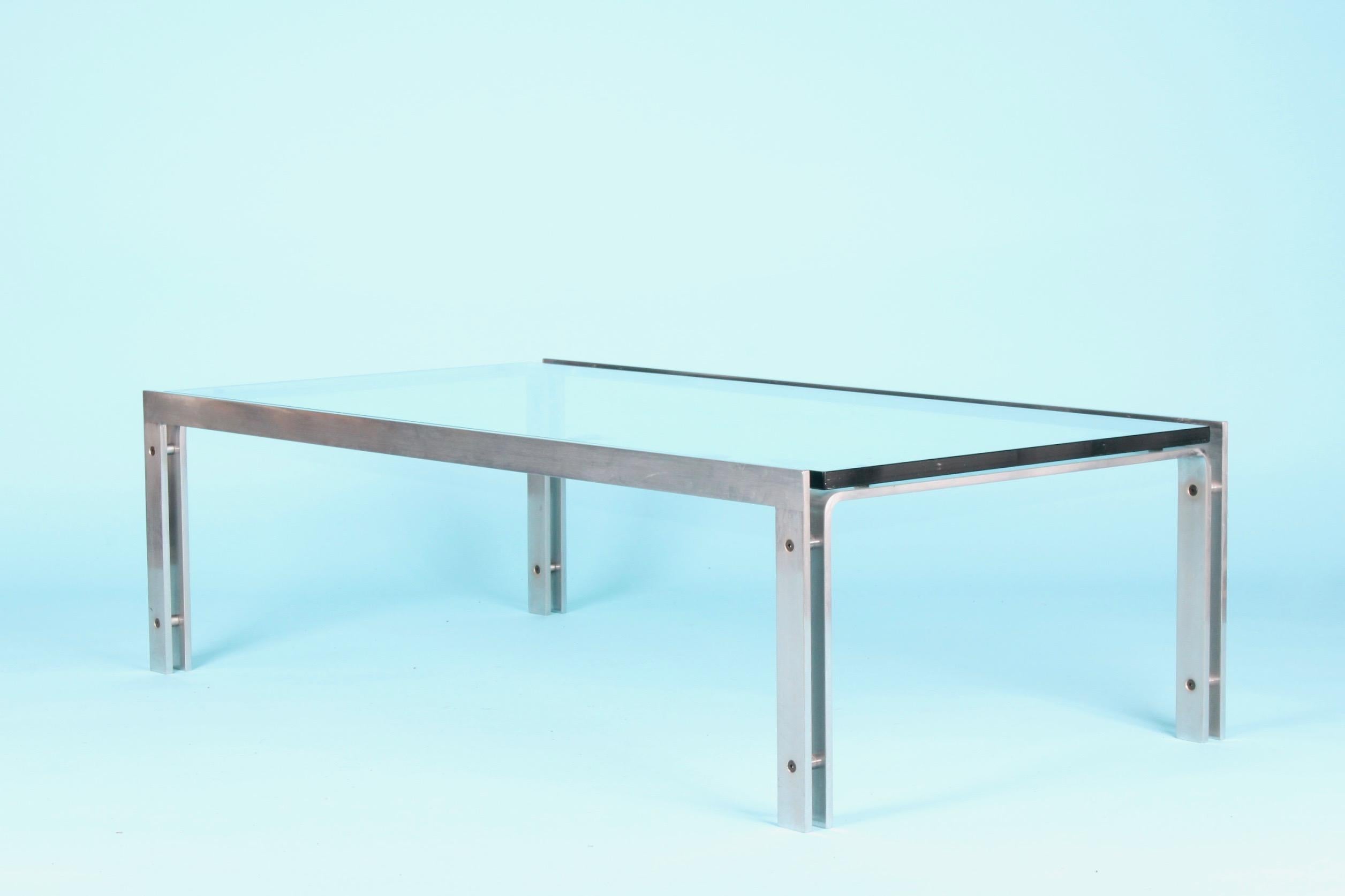 Mid-20th Century Metal and Glass Coffee Table