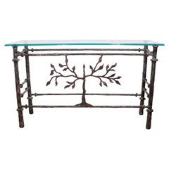 Table console en métal et verre d'après Giacometti