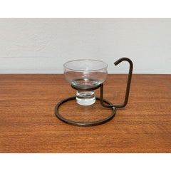 Candelabro danés de metal y cristal, años 60