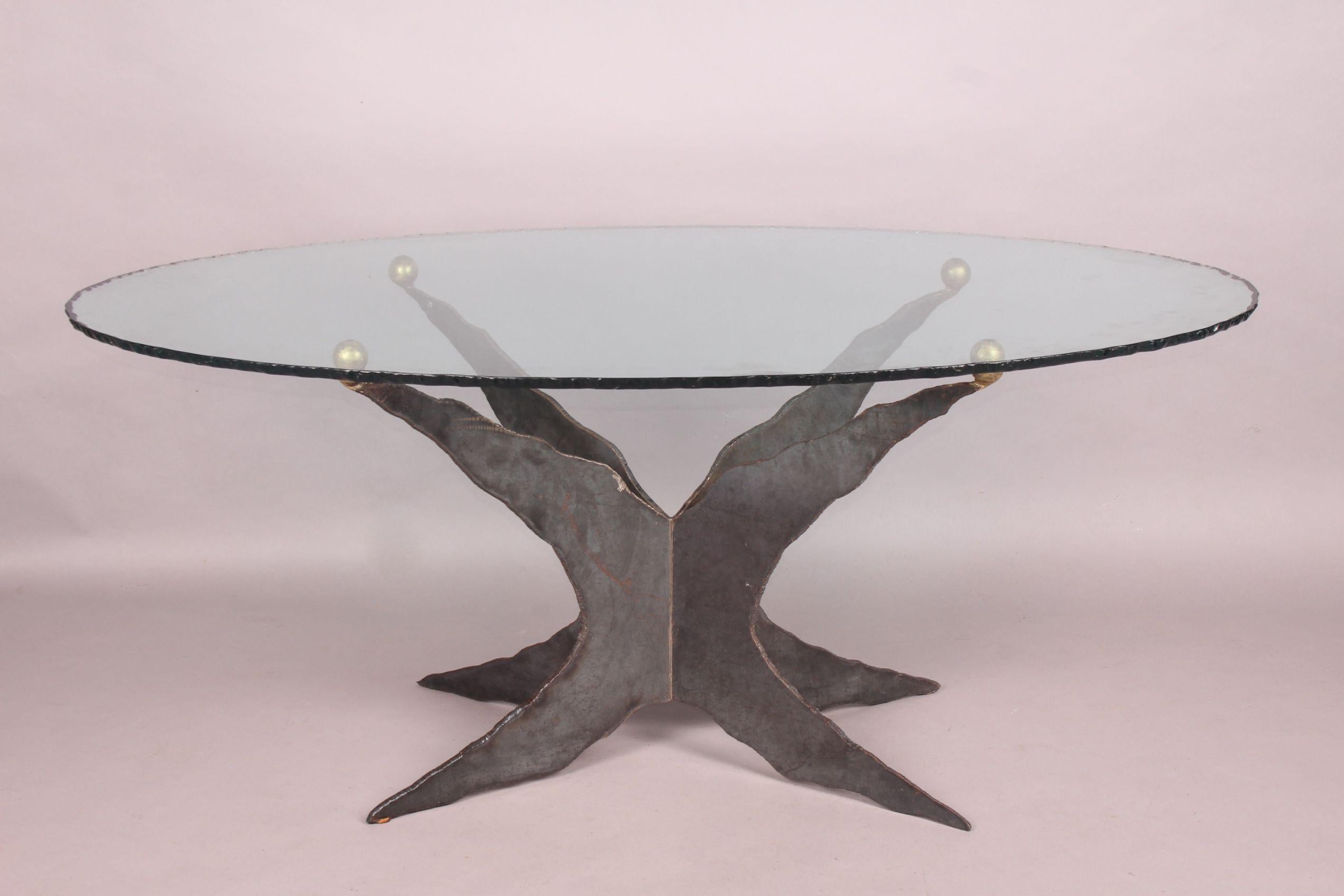 Metal and glass dinning table.