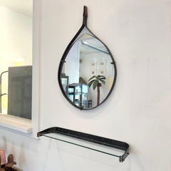Metal and Glass Floating Mirror with Matching Floating Console, 1950s Italian